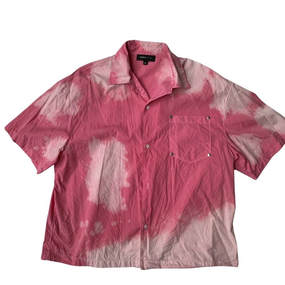 PURPLE brand pink tie dye button down short sleeve